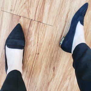 Black suede loafers/smoking flats